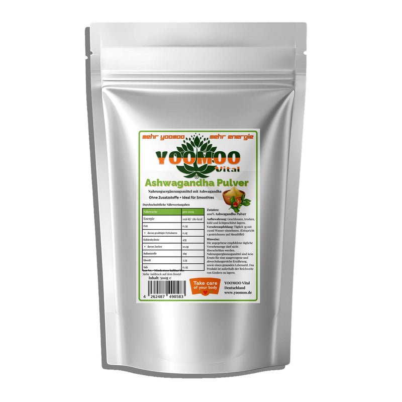 Premium Ashwagandha Pulver - 500g - YOOMOO Vital