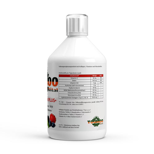 Kollagen Support PLUS+ Shots - Wild Berry - 500ml - YOOMOO Vital
