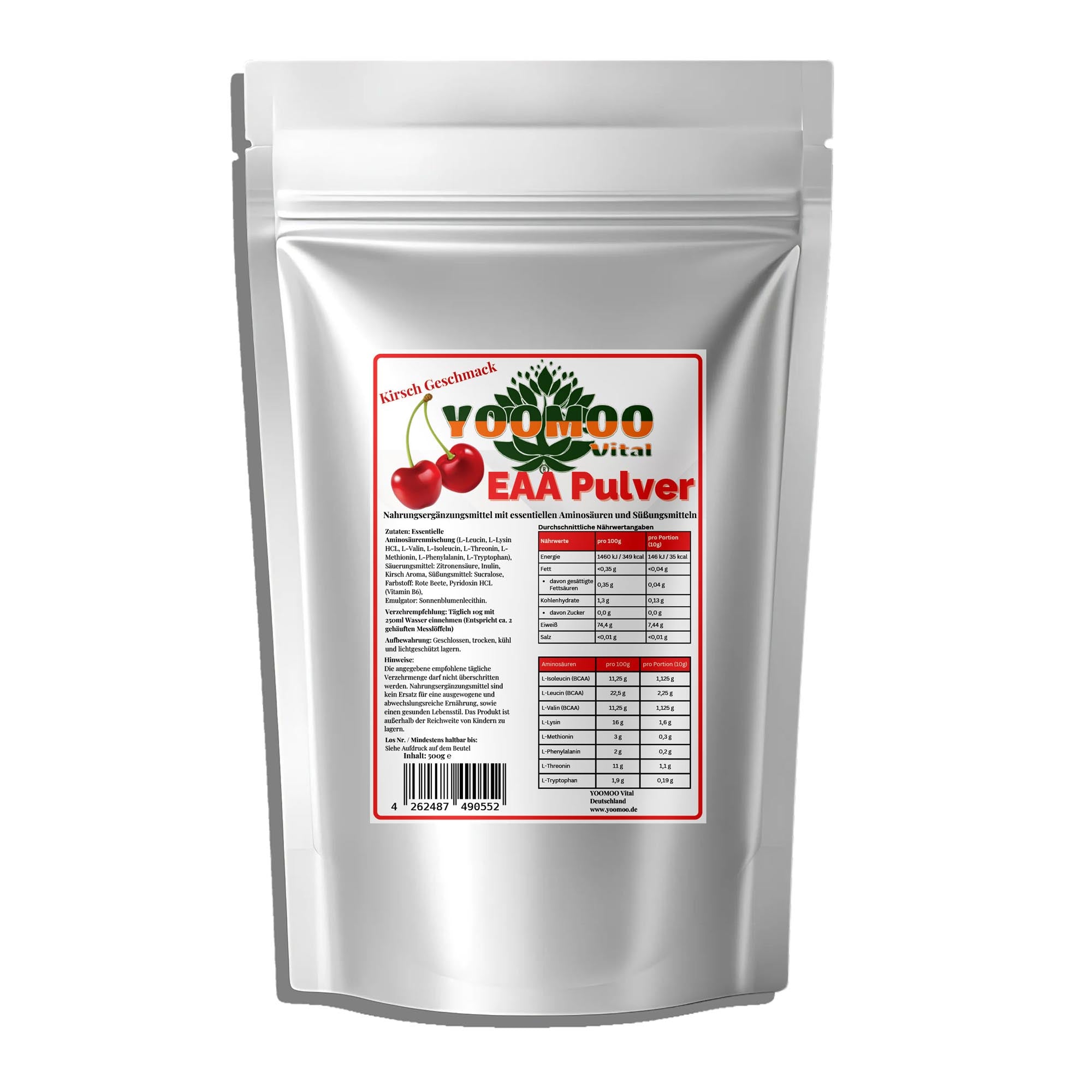 Premium Aminosäuren Pulver Kirsche - 500g - YOOMOO Vital