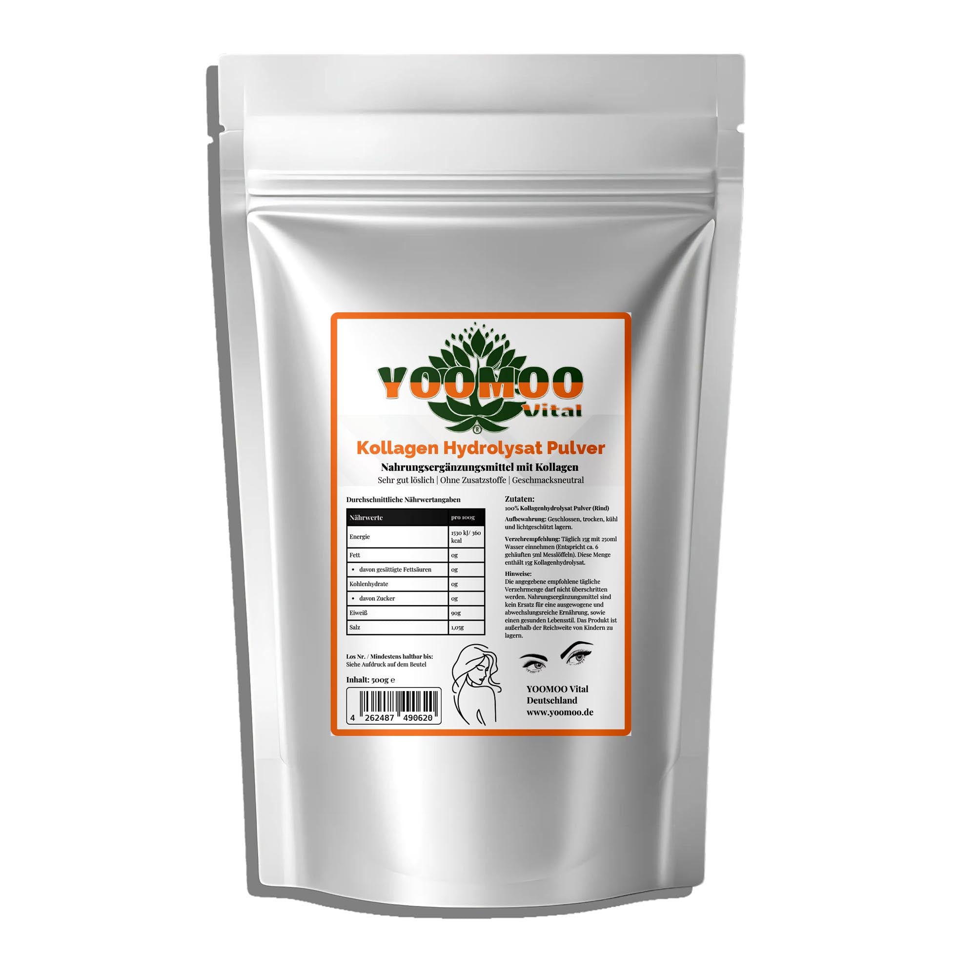 Kollagen Hydrolysat Pulver - 500g Doypack - YOOMOO Vital