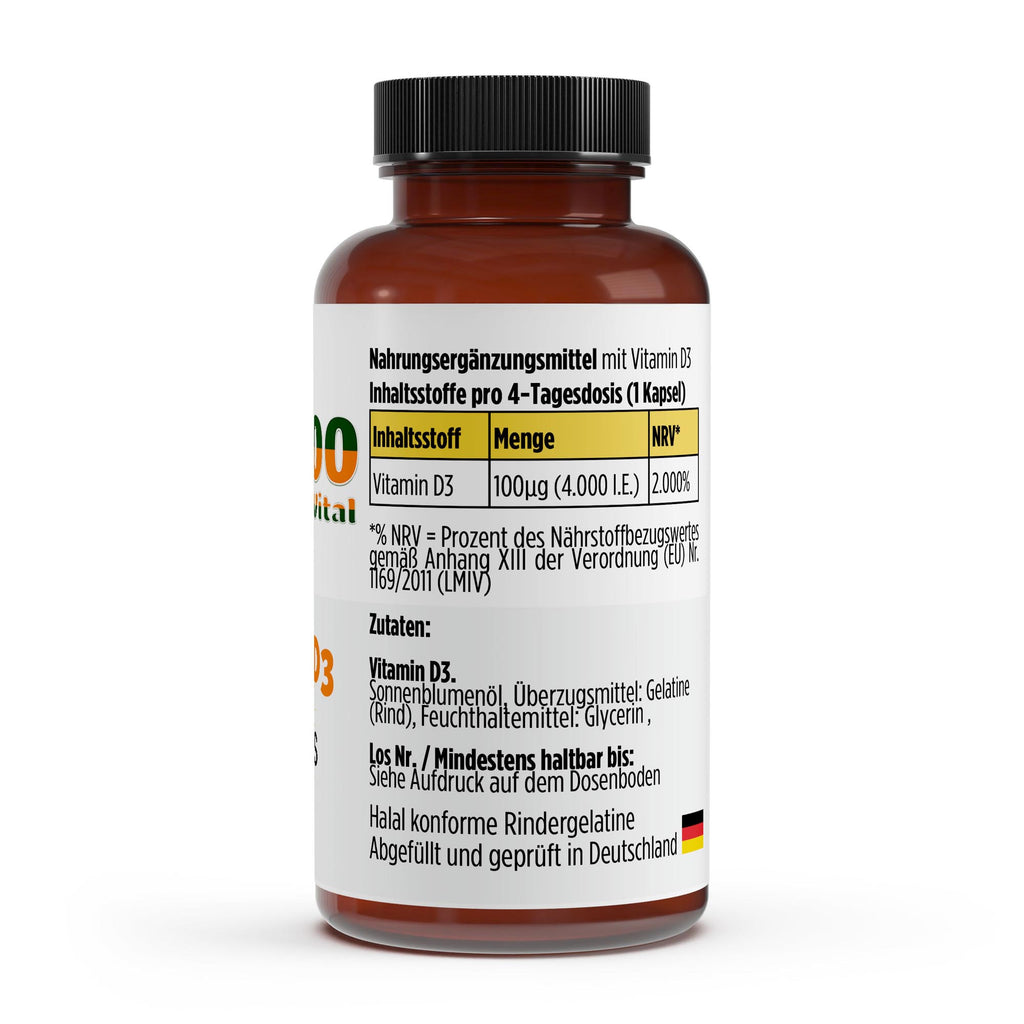 Vitamin D3 4.000 IE - 180 Softgels - YOOMOO Vital